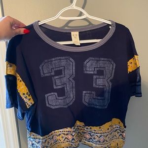 Free People jersey tee w/ floral detailing